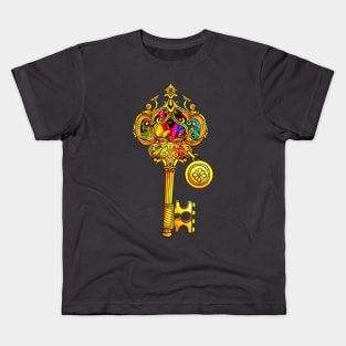 Cute Colorful Golden Key for the Couple Love Lock Kids T-Shirt